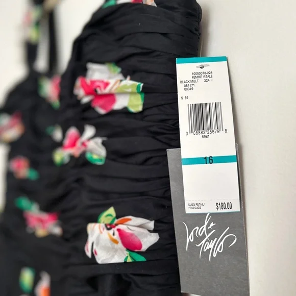 Jones New York Floral Dress with Pleated Ruched Bodice NWT (Size 16) - Picture 4 of 9